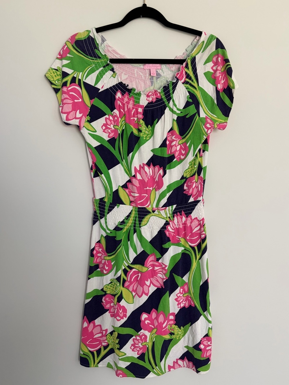 Lilly Pulitzer Frog Print Zebra Floral Mini Dress Preppy Coastal Cottagecore